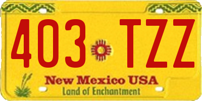 NM license plate 403TZZ