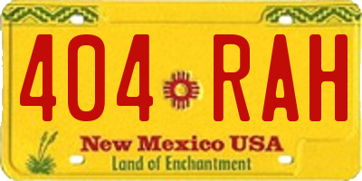 NM license plate 404RAH