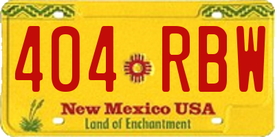 NM license plate 404RBW