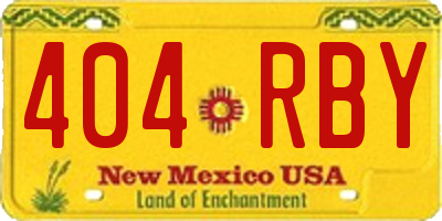NM license plate 404RBY