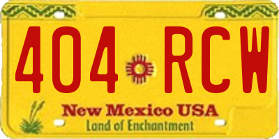 NM license plate 404RCW