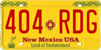 NM license plate 404RDG