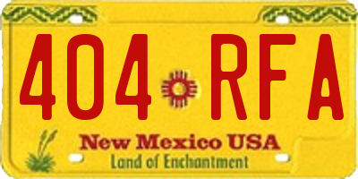 NM license plate 404RFA