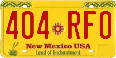 NM license plate 404RFO