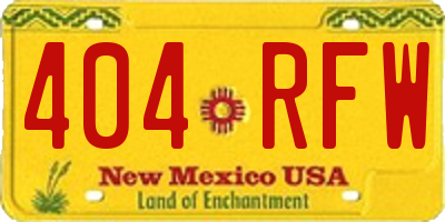 NM license plate 404RFW