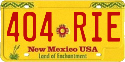 NM license plate 404RIE
