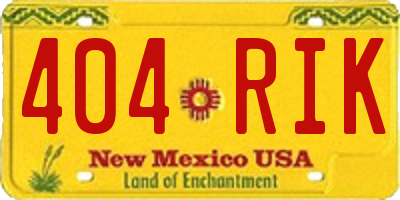 NM license plate 404RIK