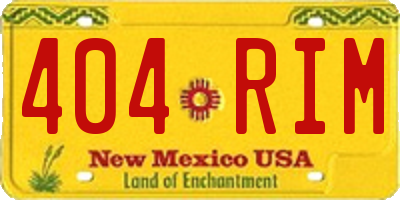 NM license plate 404RIM