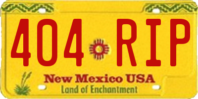 NM license plate 404RIP