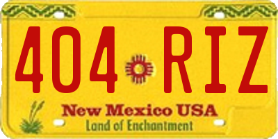 NM license plate 404RIZ