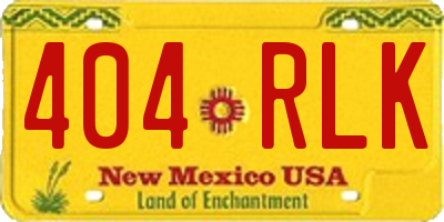 NM license plate 404RLK