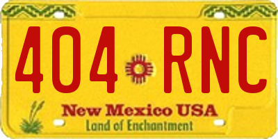 NM license plate 404RNC