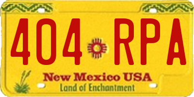 NM license plate 404RPA