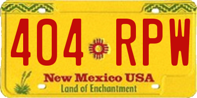 NM license plate 404RPW