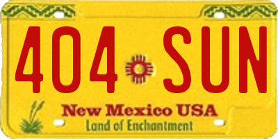 NM license plate 404SUN