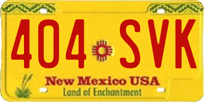 NM license plate 404SVK