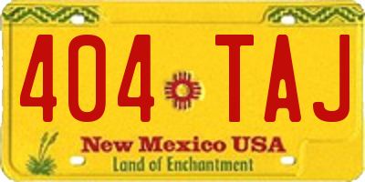 NM license plate 404TAJ