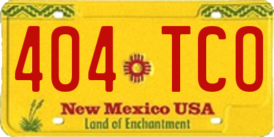 NM license plate 404TCO