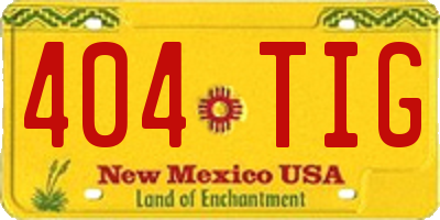 NM license plate 404TIG