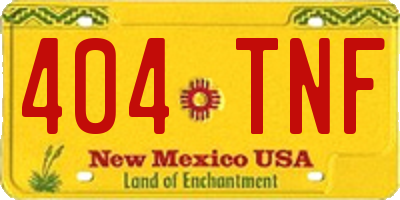 NM license plate 404TNF