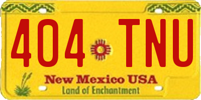 NM license plate 404TNU