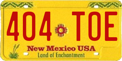 NM license plate 404TOE