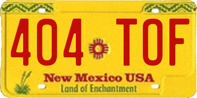 NM license plate 404TOF