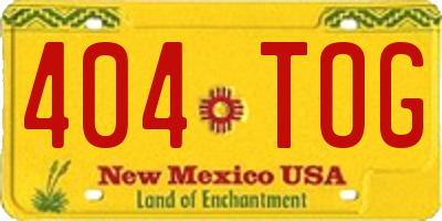 NM license plate 404TOG