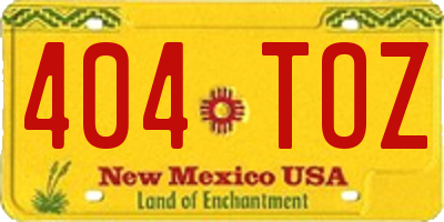 NM license plate 404TOZ
