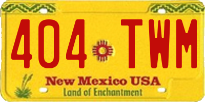 NM license plate 404TWM