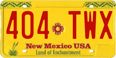 NM license plate 404TWX