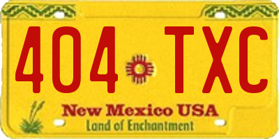 NM license plate 404TXC