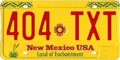 NM license plate 404TXT