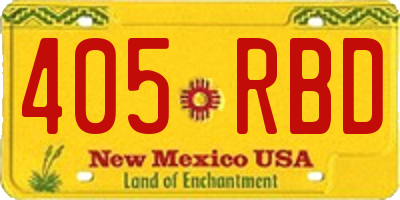 NM license plate 405RBD