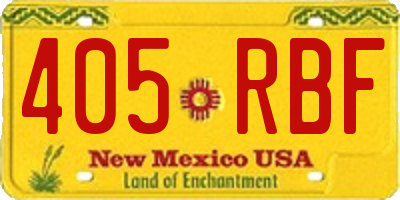 NM license plate 405RBF
