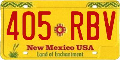 NM license plate 405RBV