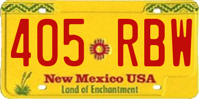 NM license plate 405RBW