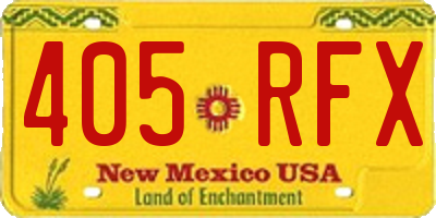 NM license plate 405RFX