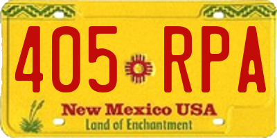 NM license plate 405RPA
