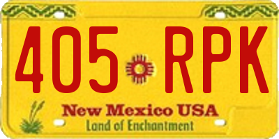 NM license plate 405RPK