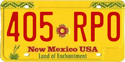 NM license plate 405RPO