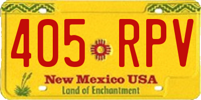 NM license plate 405RPV