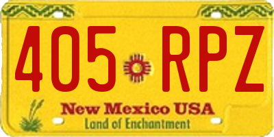 NM license plate 405RPZ