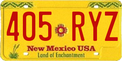 NM license plate 405RYZ
