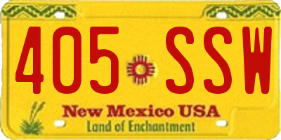 NM license plate 405SSW