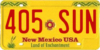 NM license plate 405SUN