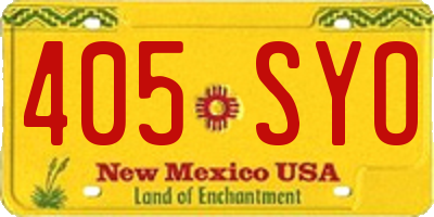 NM license plate 405SYO