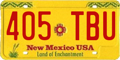 NM license plate 405TBU