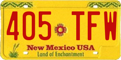 NM license plate 405TFW