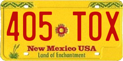 NM license plate 405TOX